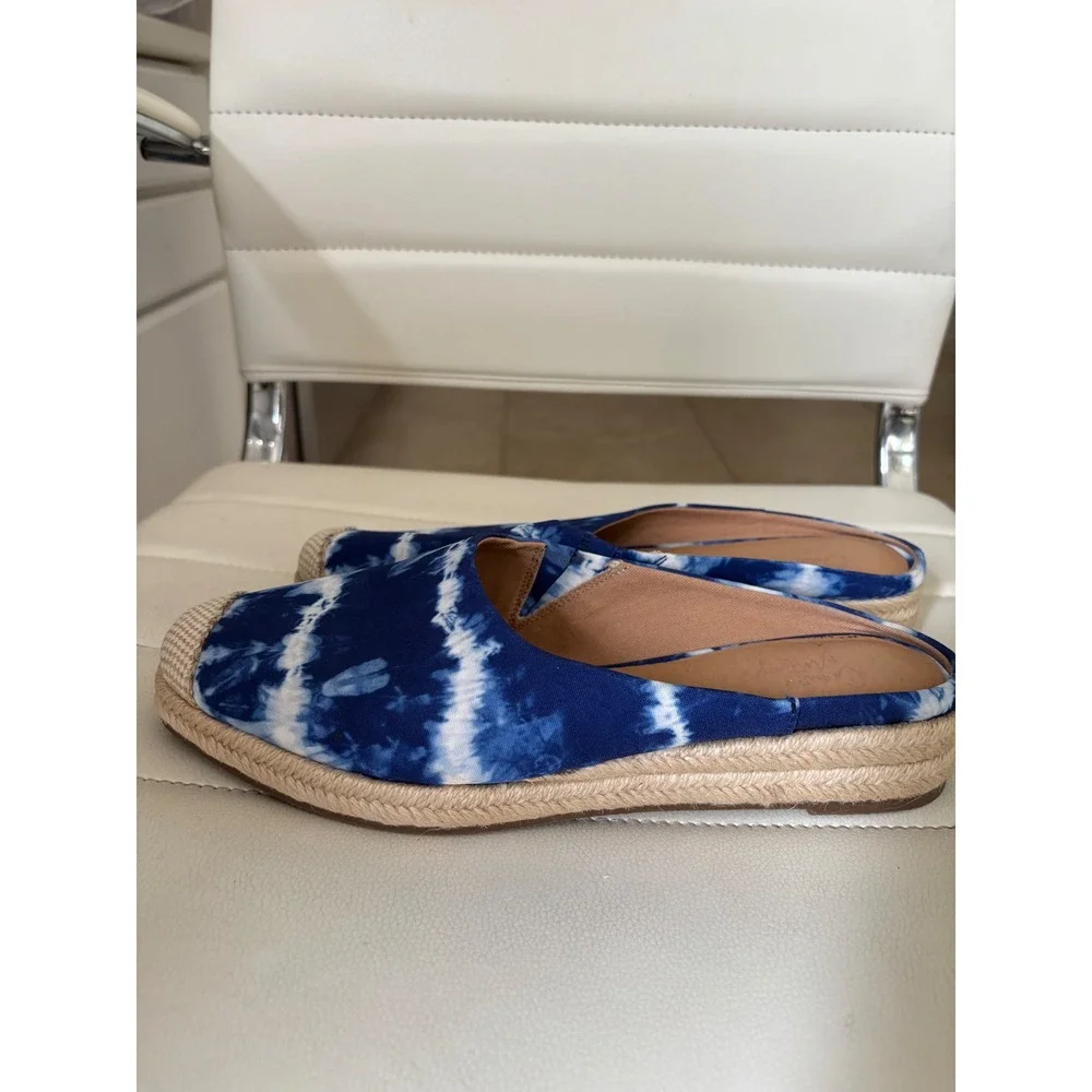 Crown Vintage Blue Tie‎ Dye Espadrille Mules Slip On Shoes Womens 9M